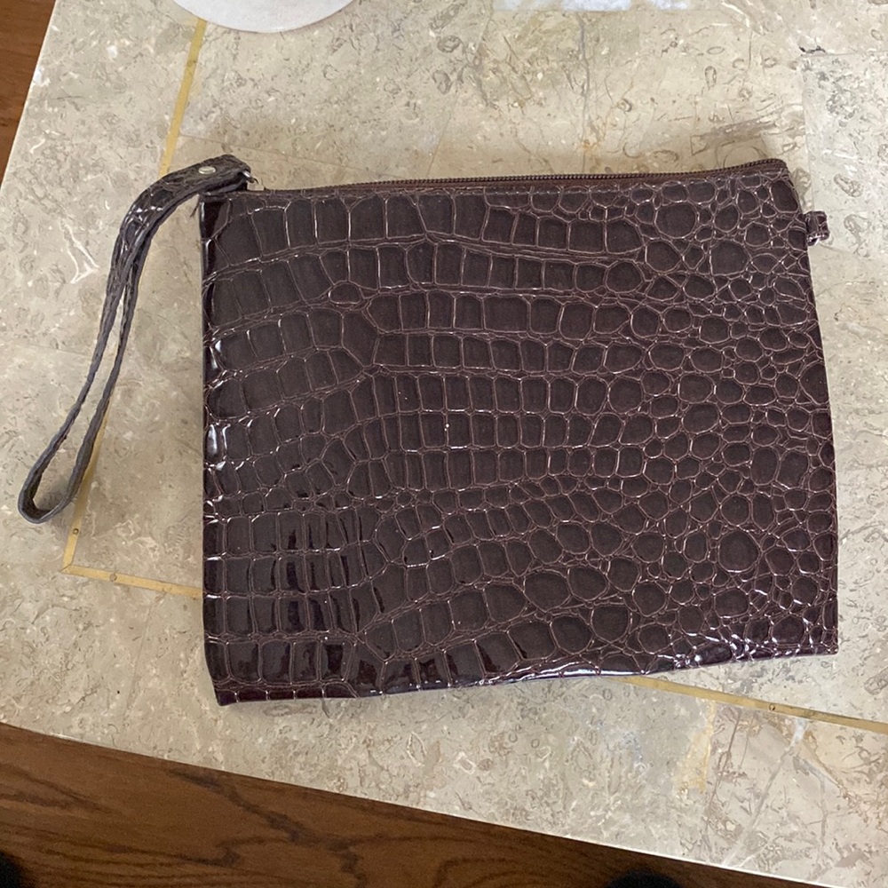 Faux crocodile accessory pouch